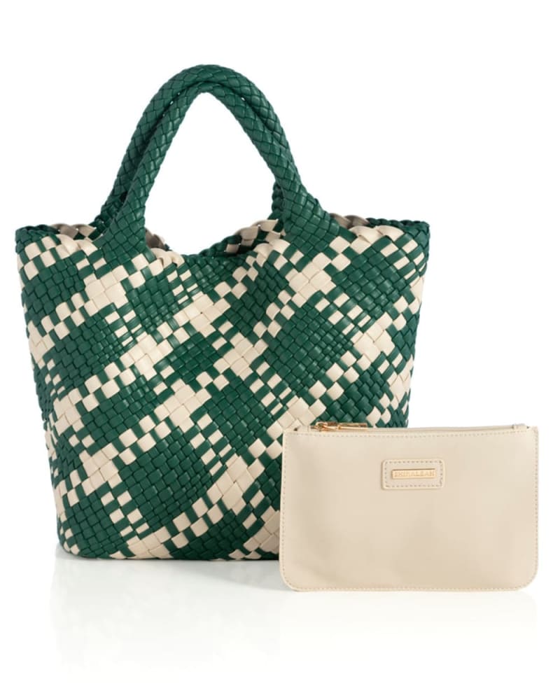Front of a size One Size Blythe Plaid Mini Tote in Hunter by Shiraleah. | dia_product_style_image_id:307804